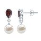 Genuine Freshwater Pearl Drop Earrings with Garnet