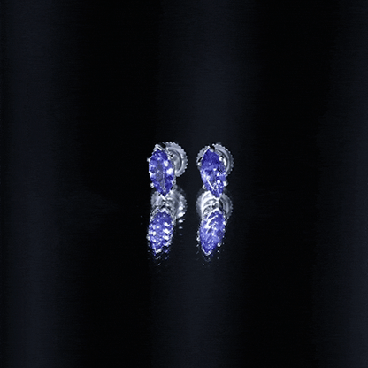 1.3 Carat Marquise Cut Tanzanite Solitaire Stud Earrings