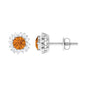 1 Carat Classic Yellow Citrine and Diamond Halo Stud Earrings