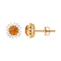 1 Carat Classic Yellow Citrine and Diamond Halo Stud Earrings