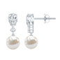 Moissanite and Freshwater Pearl Dangle Drop Earrings