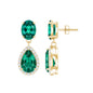 Lab Created Emerald and Diamond Bridal Drop Earrings with Certificate