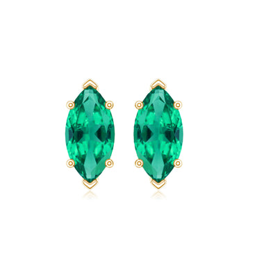 Marquise Cut 1.2 Carat Lab Created Emerald Solitaire Stud Earrings