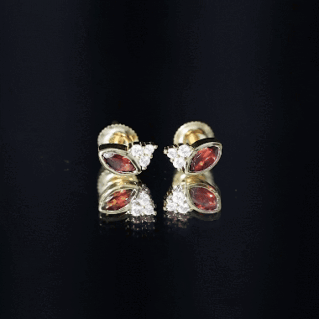 Natural Marquise Cut Garnet Stud Earrings with Certificate