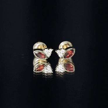 Natural Marquise Cut Garnet Stud Earrings with Certificate