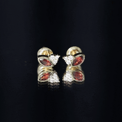 Natural Marquise Cut Garnet Stud Earrings with Certificate