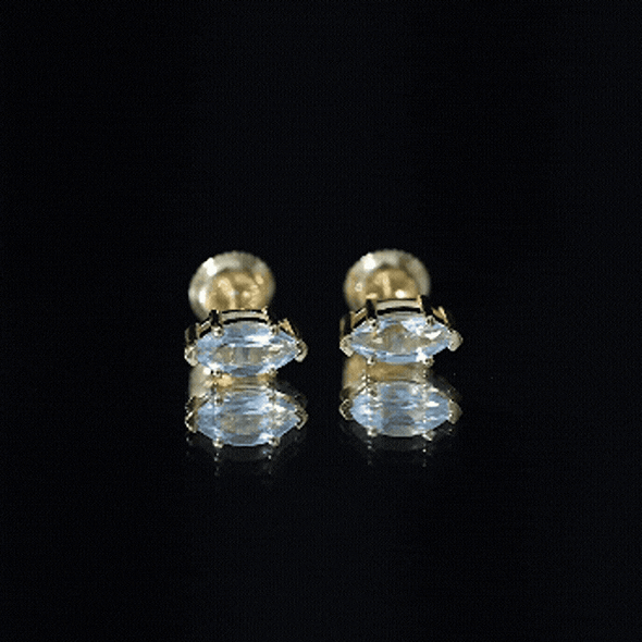 Natural 1.48 Carat Marquise Cut Sky Blue Topaz Stud Earrings with Certificate