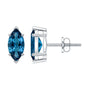 Marquise London Blue Topaz Solitaire Studs in Basket Setting