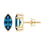 Marquise London Blue Topaz Solitaire Studs in Basket Setting