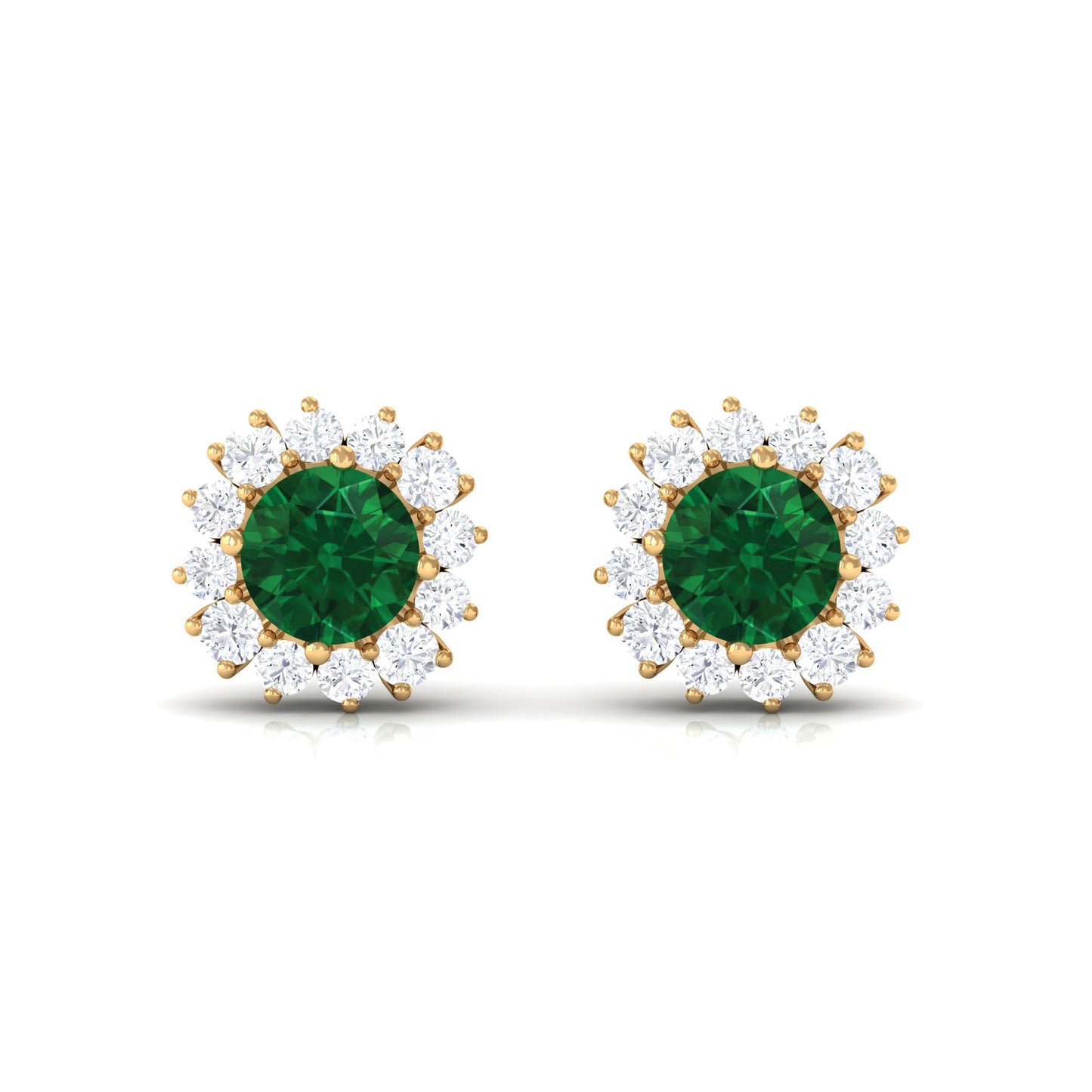 0.5 Carat Certified Created Emerald and Diamond Halo Stud Earrings