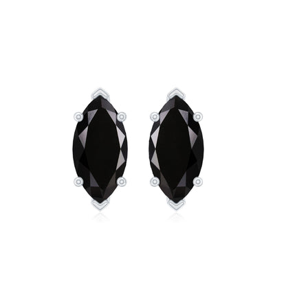 Genuine Black Onyx Marquise Stud Earrings with Certificate