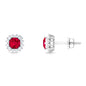 0.6 Carat Lab Created Ruby Classic Stud Earrings with Diamond Halo