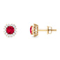 0.6 Carat Lab Created Ruby Classic Stud Earrings with Diamond Halo