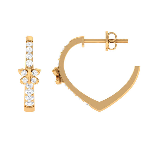 Certified Diamond Butterfly Hoop Earrings
