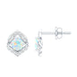 Vintage inspired Ethiopian Opal Stud Earrings with Diamond Accent