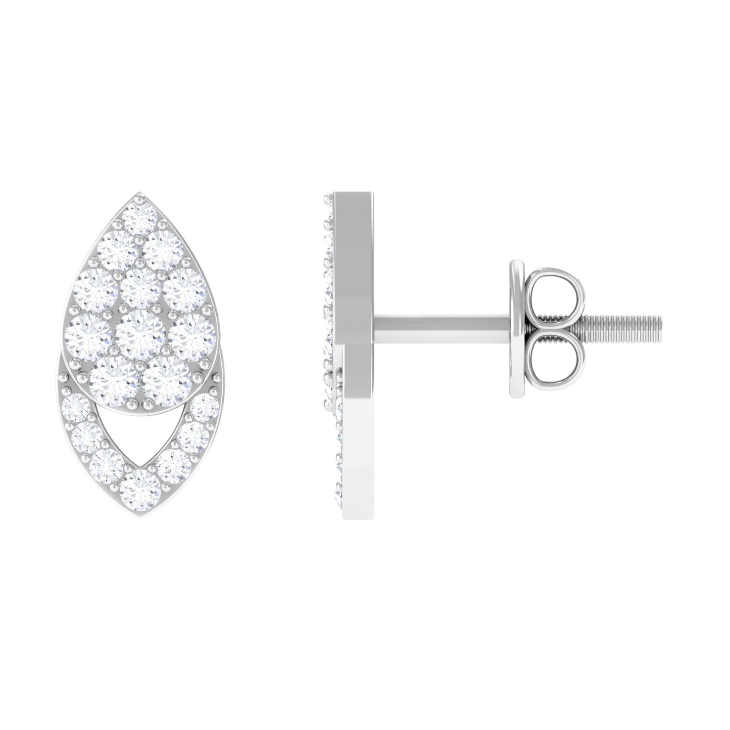 Round Cut Natural Diamond Unique Stud Earrings