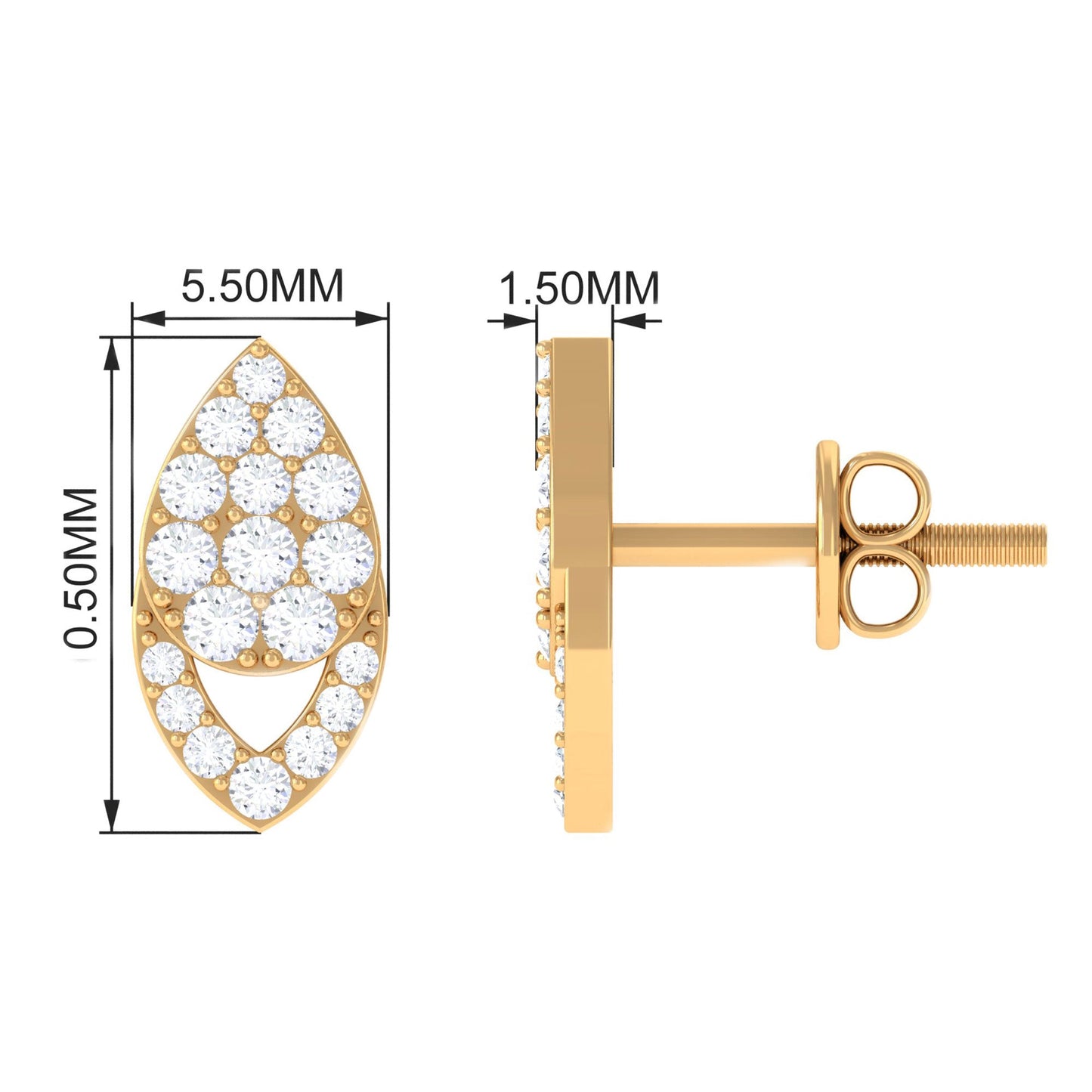 Round Cut Natural Diamond Unique Stud Earrings