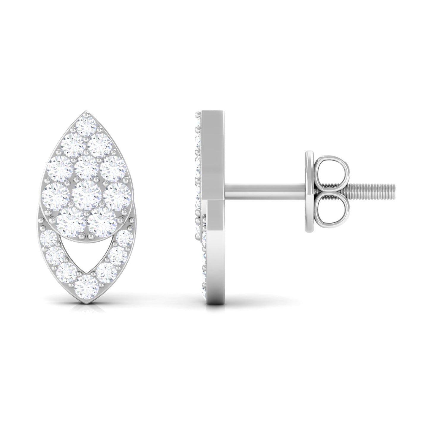 Round Cut Natural Diamond Unique Stud Earrings