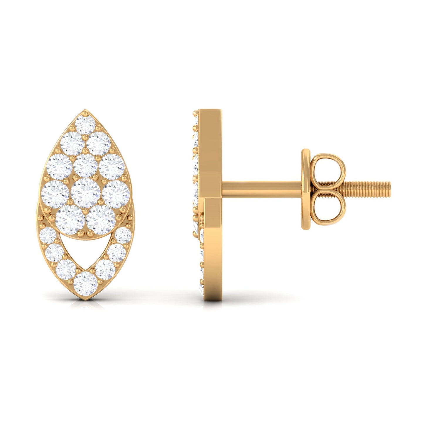 Round Cut Natural Diamond Unique Stud Earrings