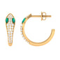 Emerald and Diamond Snake Hinged Hoop Earrings