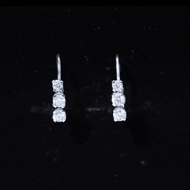 Round Moissanite Three Stone Hoop Earrings with Lever Back