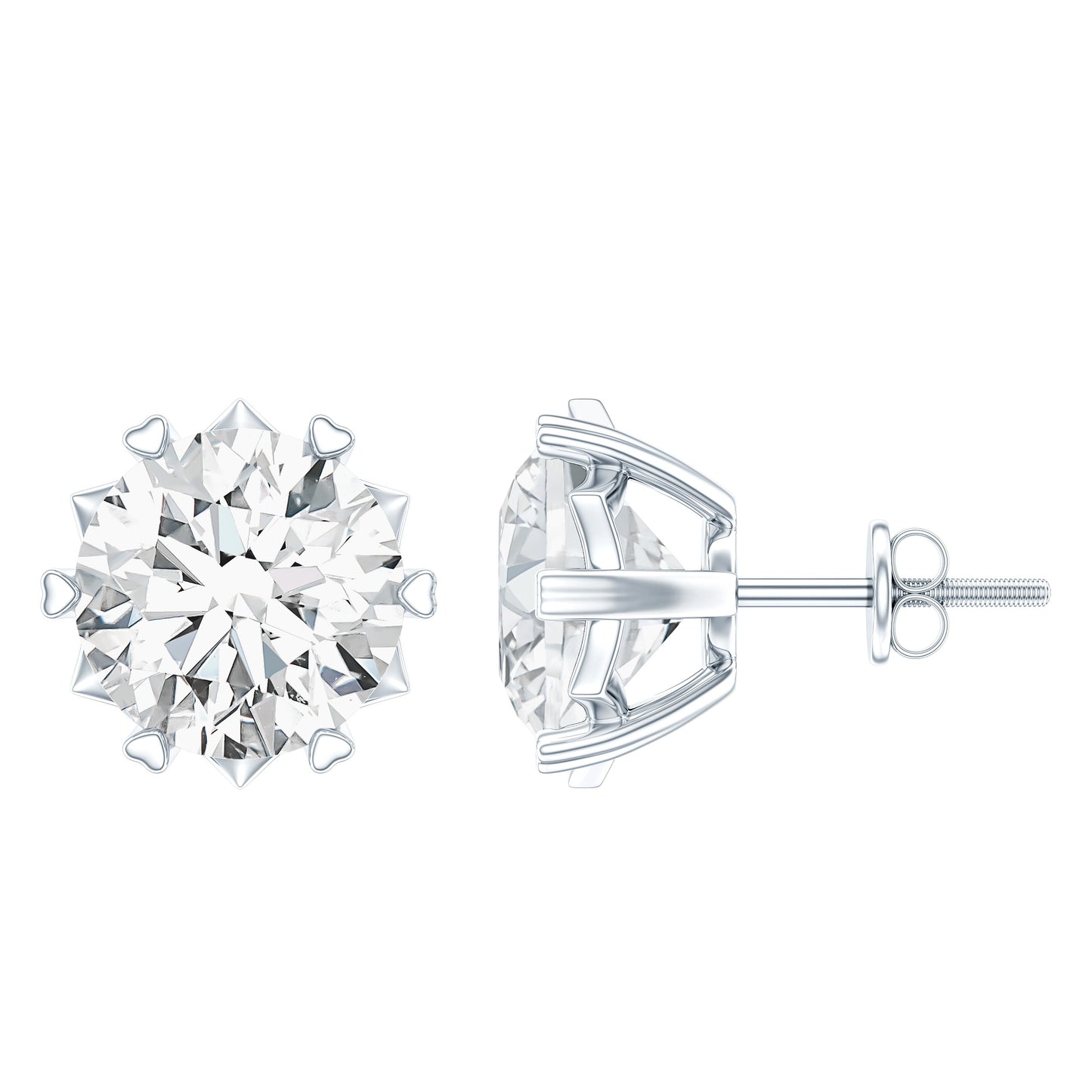 Round 2.7 Carat Moissanite Solitaire Stud Earrings in Sterling Silver