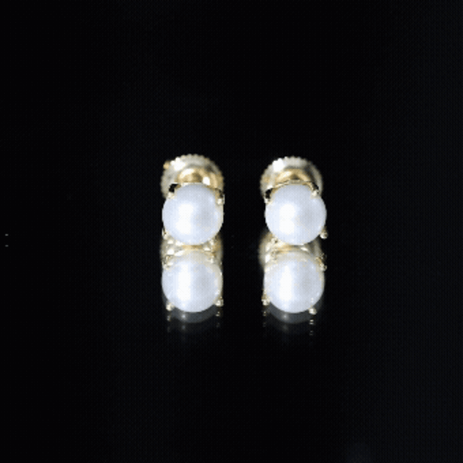 6 MM Round Freshwater Pearl Solitaire Stud Earrings