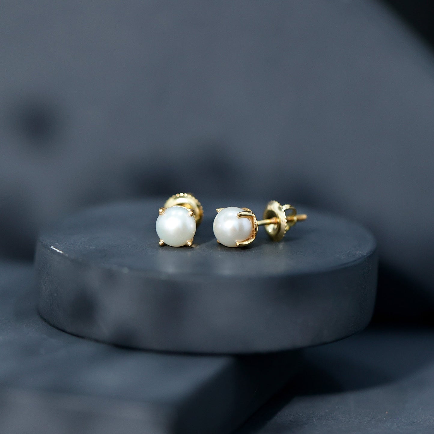 6 MM Round Freshwater Pearl Solitaire Stud Earrings