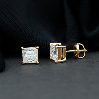 2.5 Carat Solitaire Princess Cut Moissanite Stud Earrings