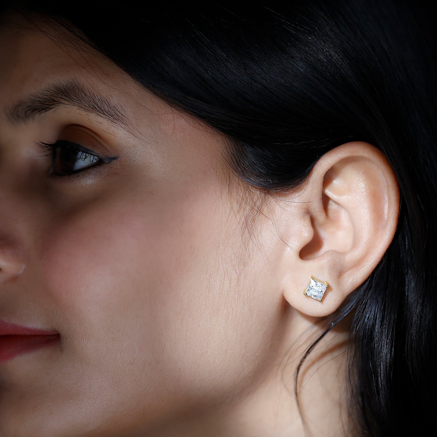2.5 Carat Solitaire Princess Cut Moissanite Stud Earrings
