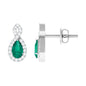 Natural Pear Shaped Emerald Diamond Infinity Stud Earrings
