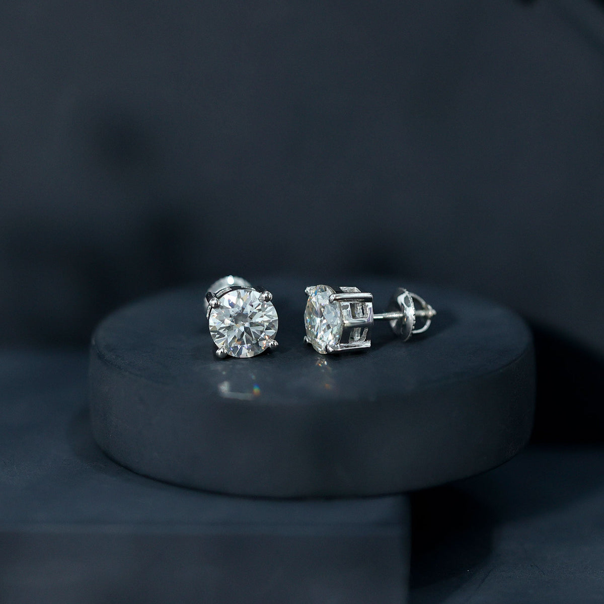 Round Cut 2.5 CT Lab Grown Diamond Solitaire Stud Earrings