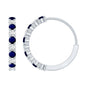Round Blue Sapphire and Diamond Hinged Hoop Earrings with Certificate