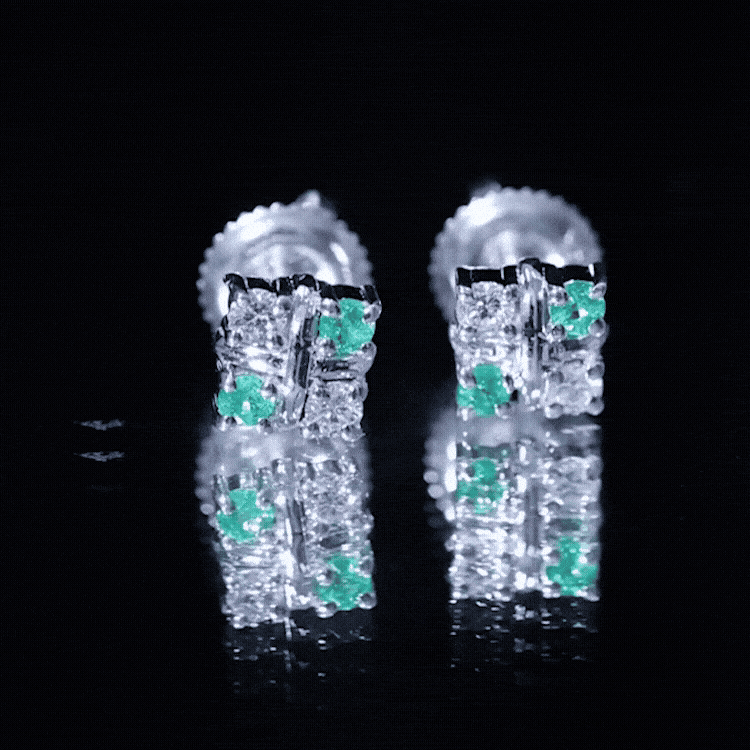 Certified Emerald and Lab Diamond Cluster Stud Earrings