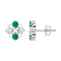 Certified Emerald and Lab Diamond Cluster Stud Earrings