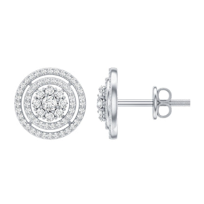 Flower Inspired Diamond Halo Stud Earrings