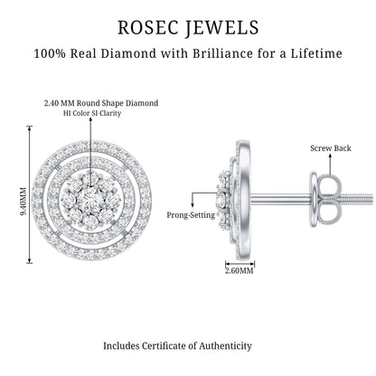 Flower Inspired Diamond Halo Stud Earrings