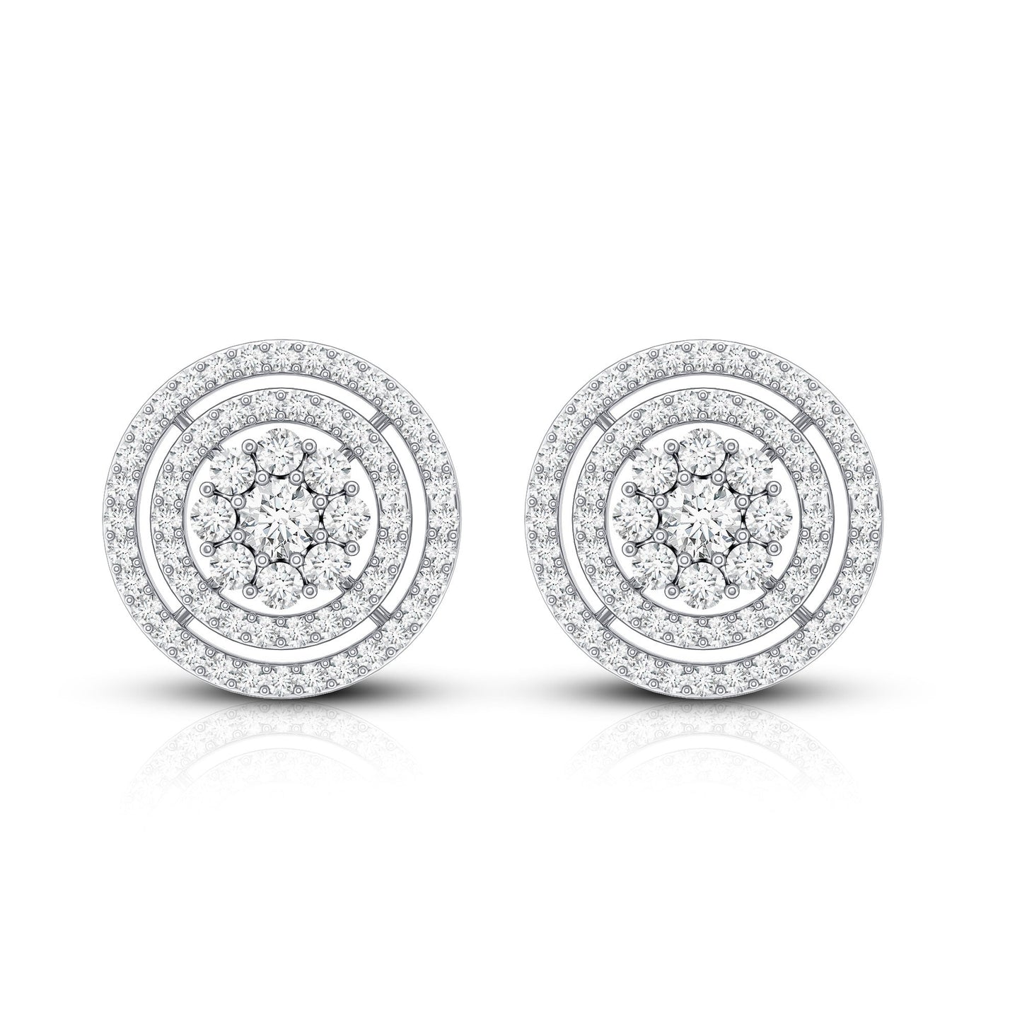 Flower Inspired Diamond Halo Stud Earrings