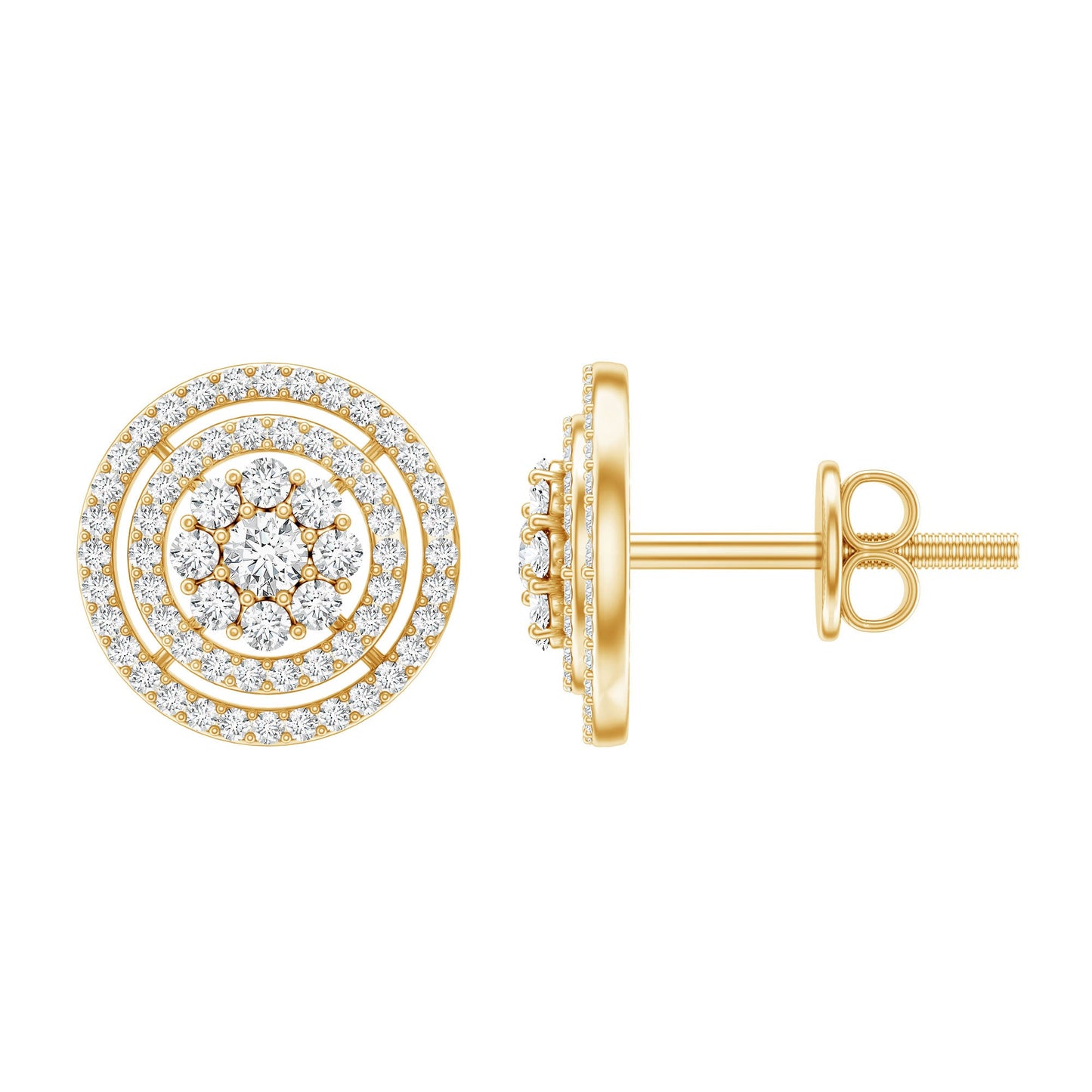 Flower Inspired Diamond Halo Stud Earrings