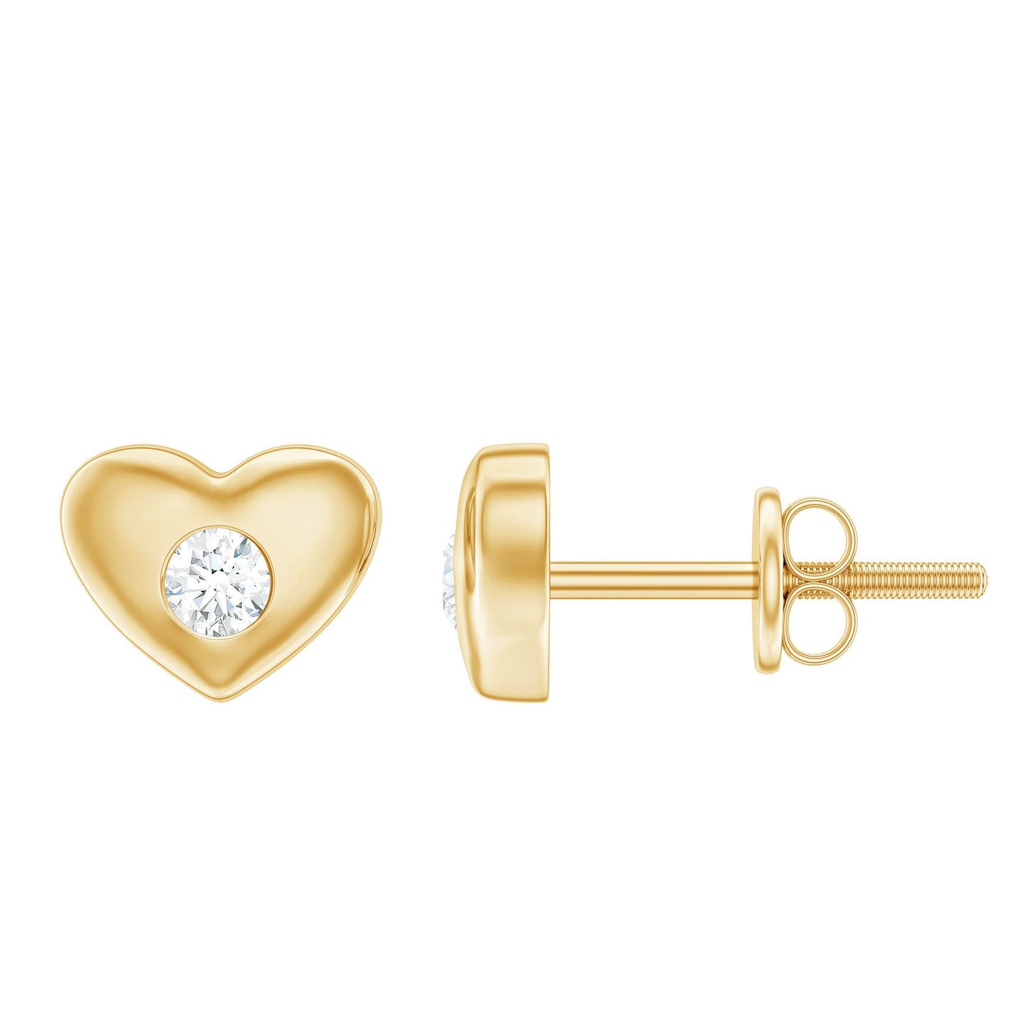 Gypsy Set Real Diamond Heart Stud Earrings