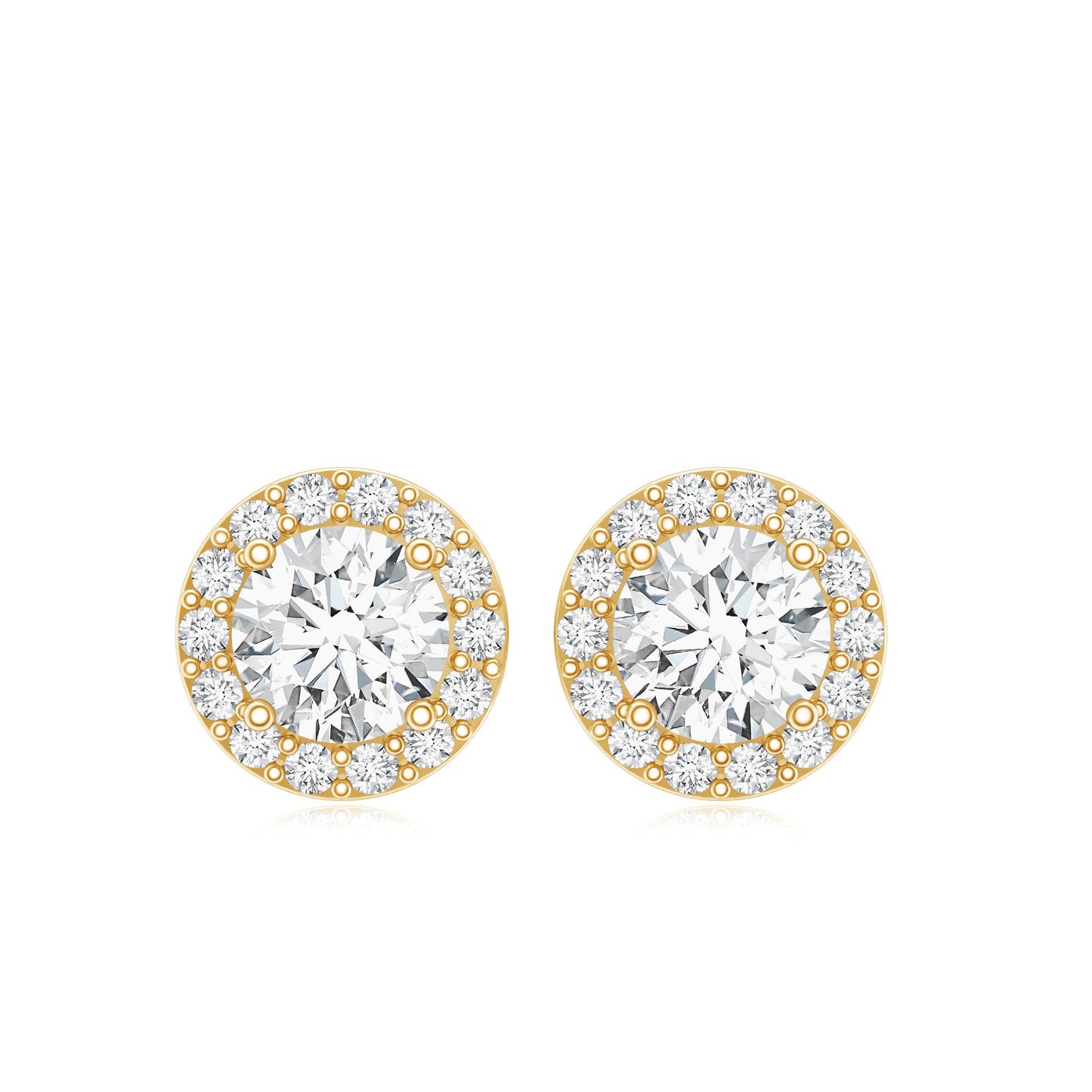 Certified Round Moissanite Halo Stud Earrings