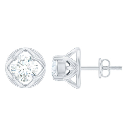 1 CT Solitaire Moissanite Flower Stud Earrings