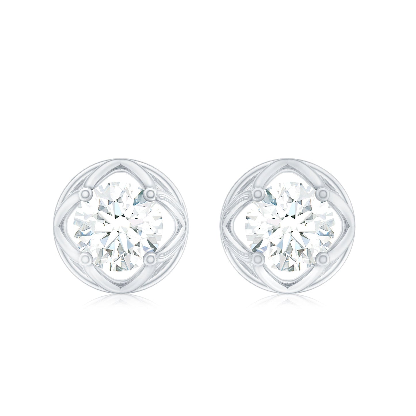 1 CT Solitaire Moissanite Flower Stud Earrings