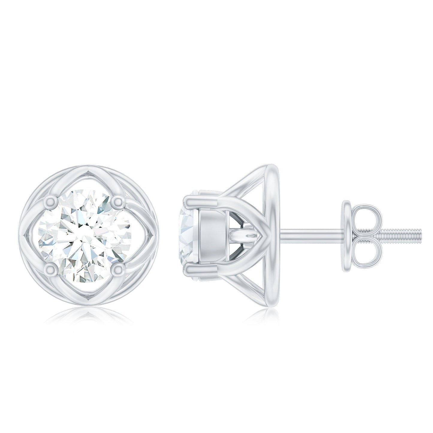 1 CT Solitaire Moissanite Flower Stud Earrings