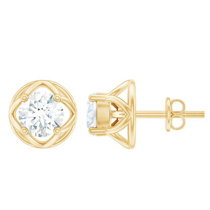 1 CT Solitaire Moissanite Flower Stud Earrings