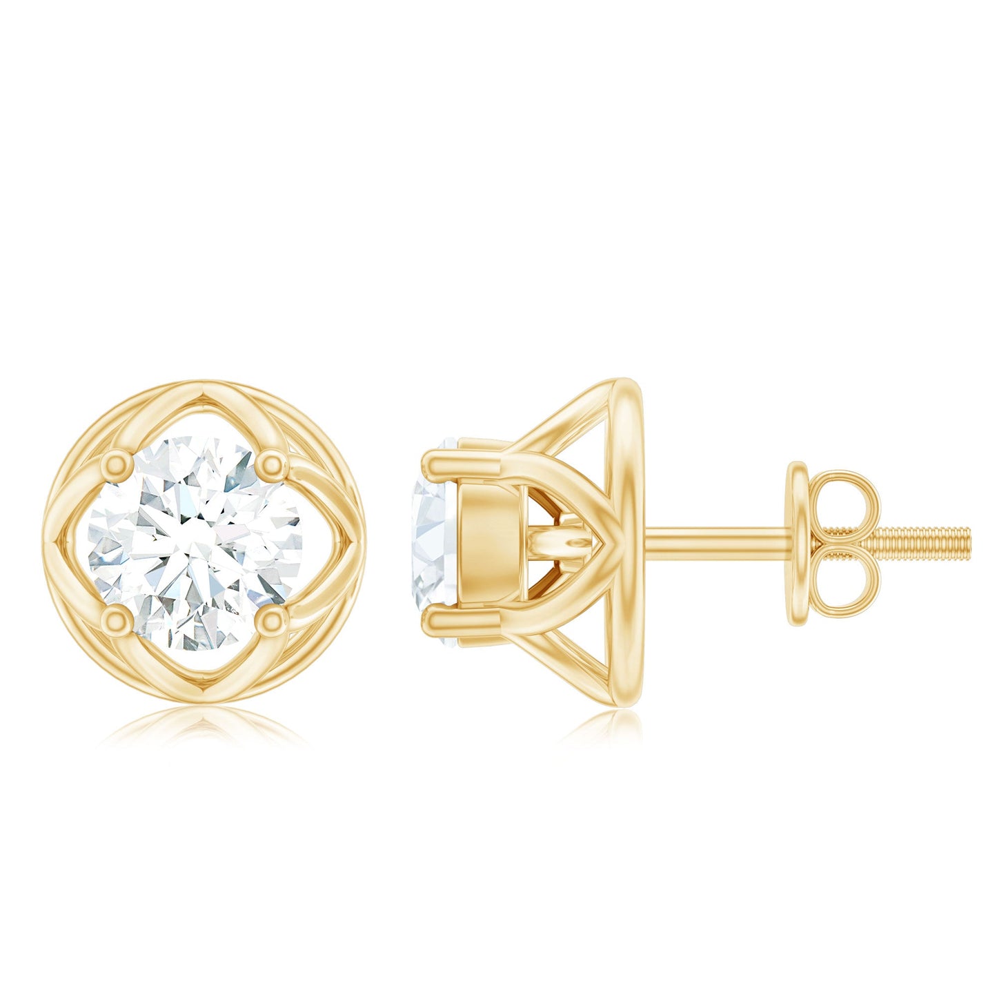 1 CT Solitaire Moissanite Flower Stud Earrings