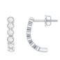 Bezel Set Round Diamond J Hoop Earrings