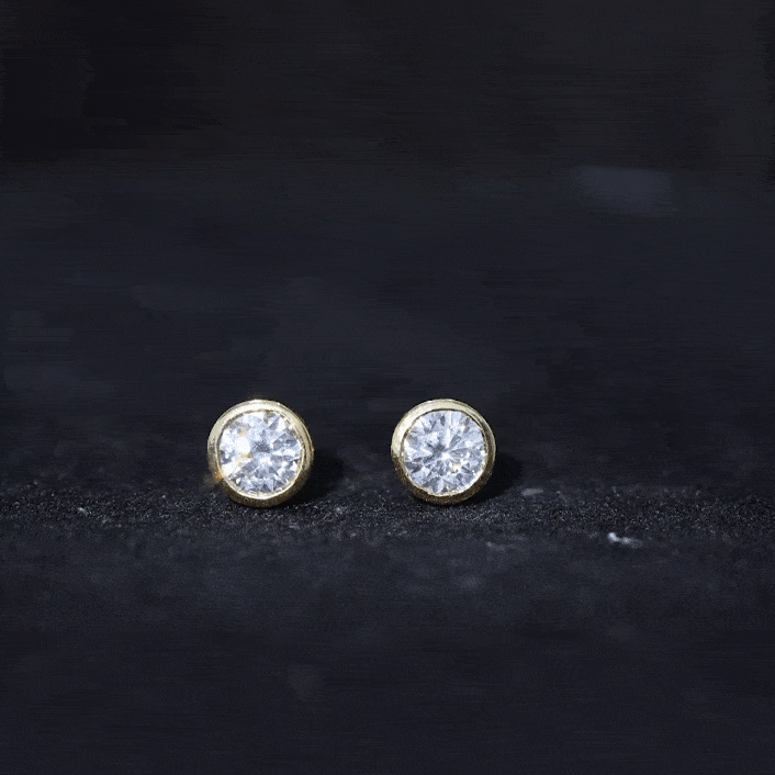 Bezel Set Round Cut Moissanite Stud Earrings