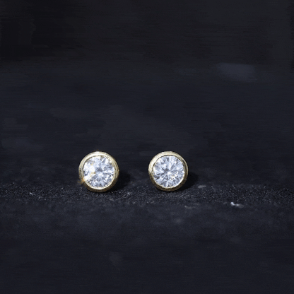 Bezel Set Round Cut Moissanite Stud Earrings