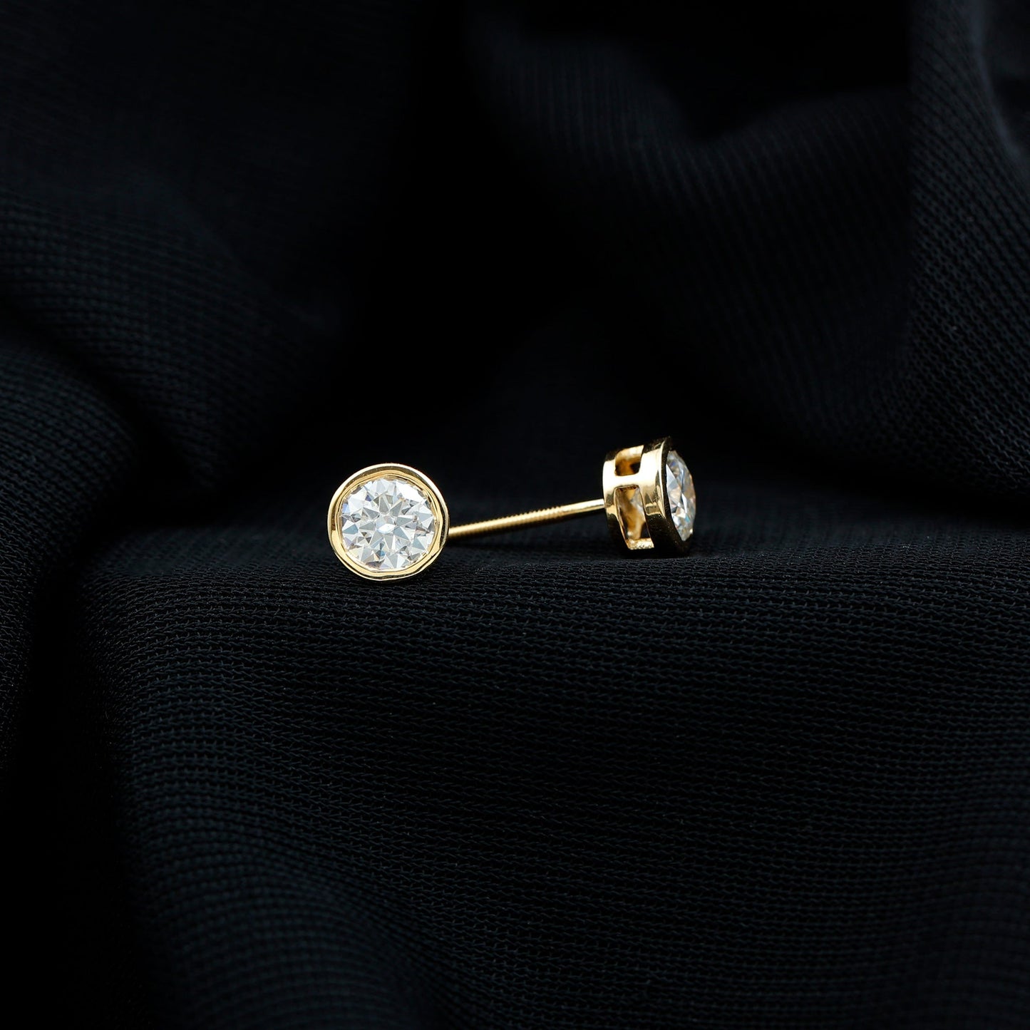 Bezel Set Round Cut Moissanite Stud Earrings